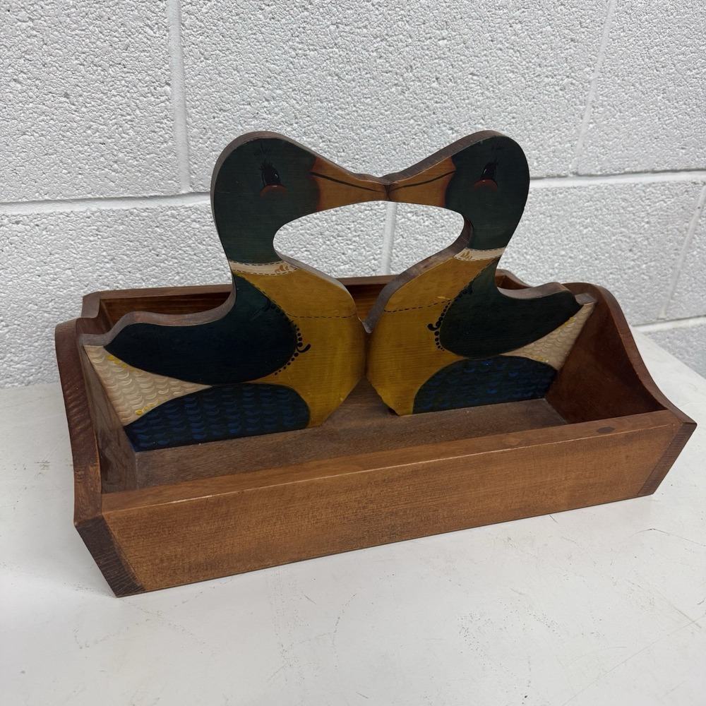 Wooden Duck Tote Basket Box Country Chic Cottage‎ Primitive